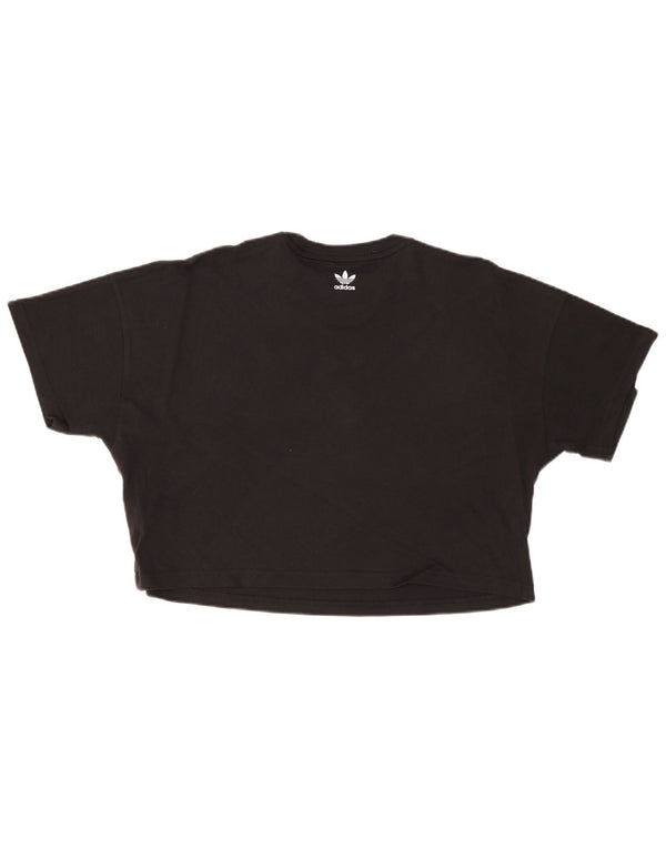 Adidas T-shirt grafica corta oversize da donna Top UK 12 medio cotone nero