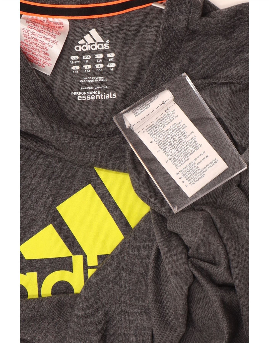 T-shirt grafica da ragazzo Adidas Top 11-12 anni in cotone grigio