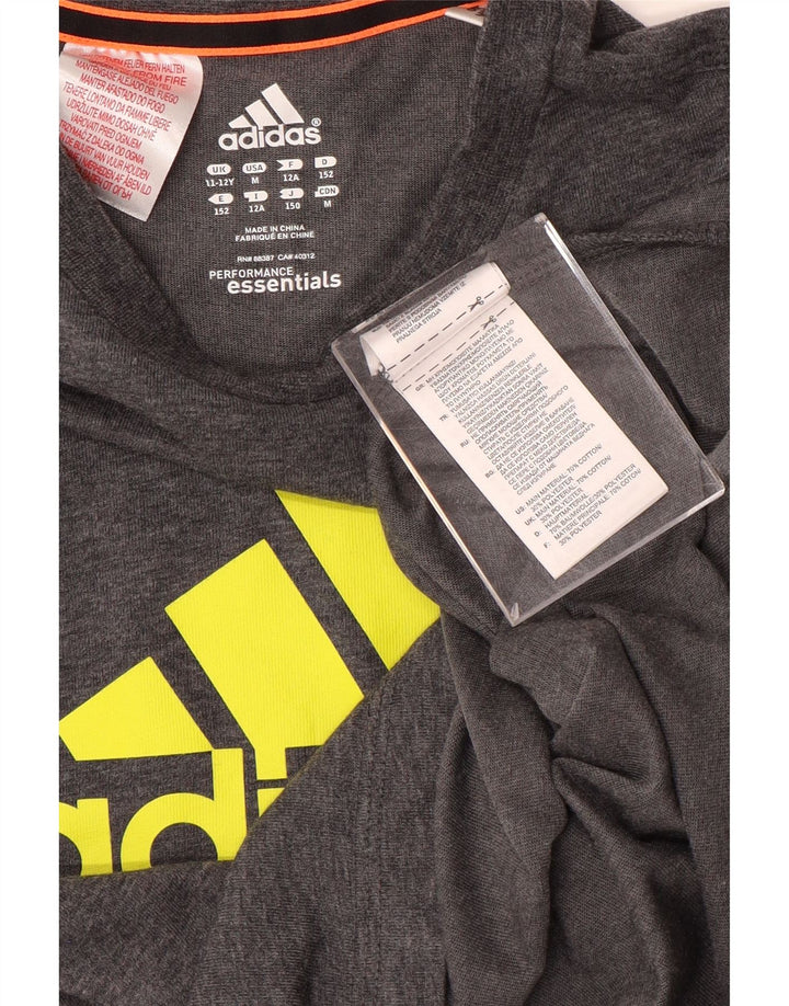 T-shirt grafica da ragazzo Adidas Top 11-12 anni in cotone grigio