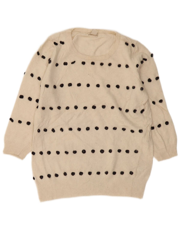 J. Crew Maglione da donna con scollo a barchetta UK 10 Piccolo in viscosa bianco sporco