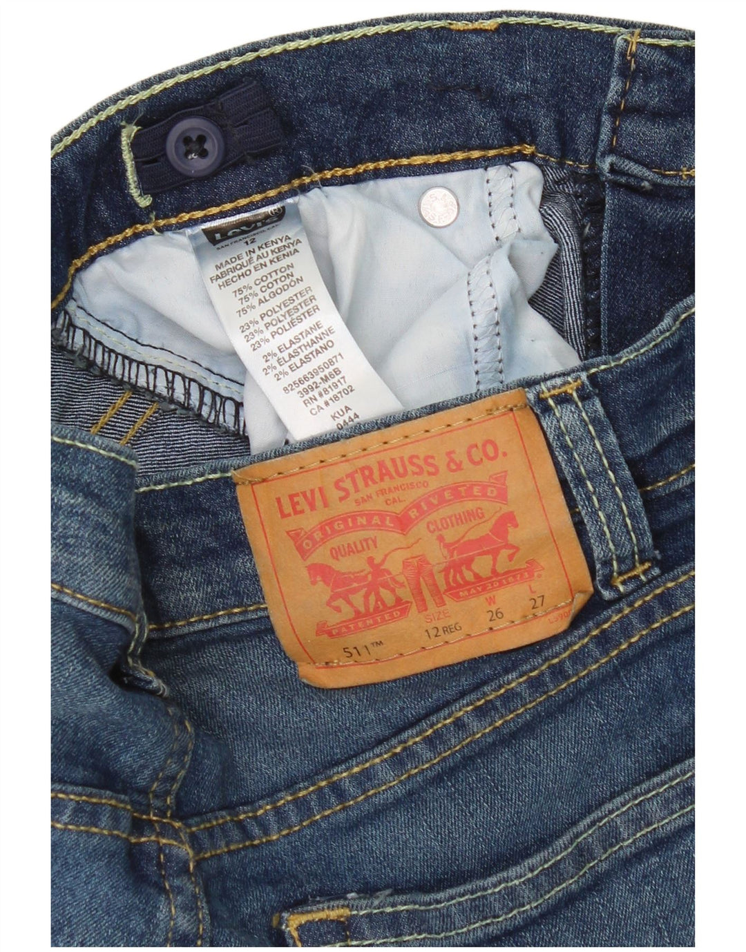 Levi's Ragazzi 511 Jeans Slim 11-12 anni W26 L27 Cotone Blu