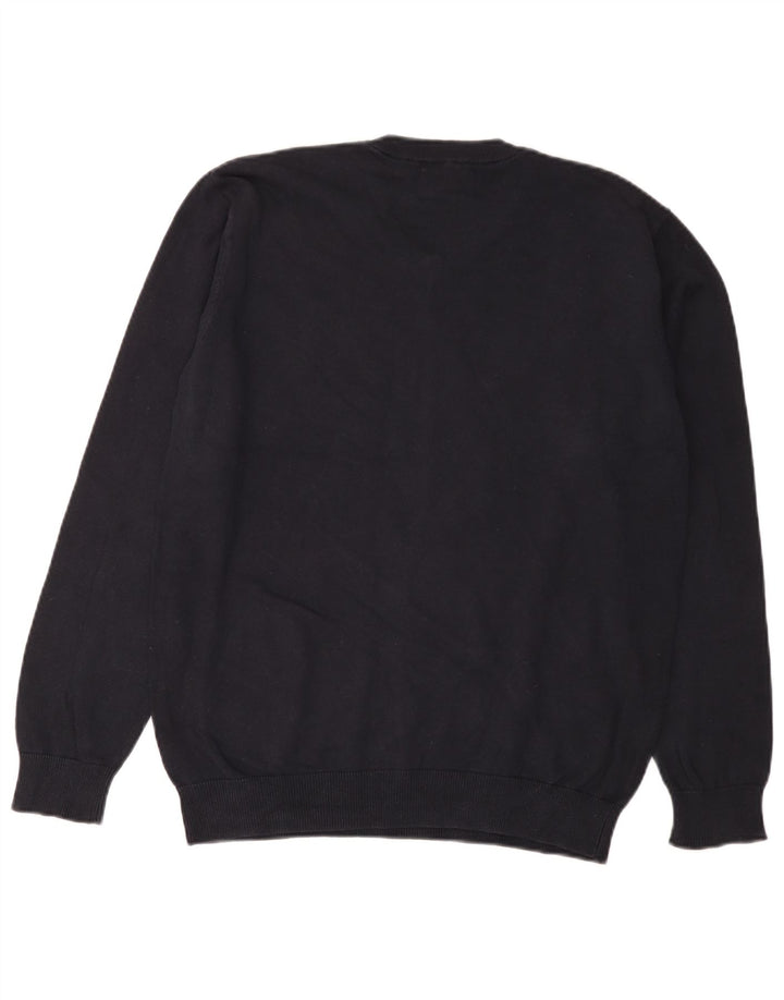 Maglione da uomo con scollo a V Pierre Cardin in cotone medio blu navy