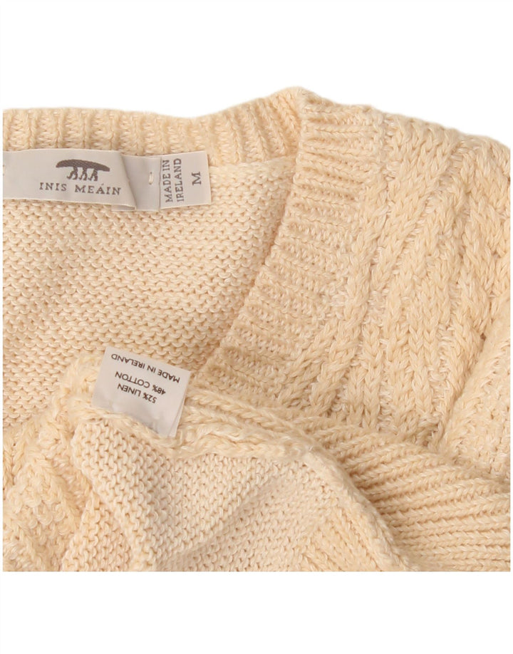 Maglione da donna con scollo a V Inis Meain UK 14 Argyle/diamante beige medio