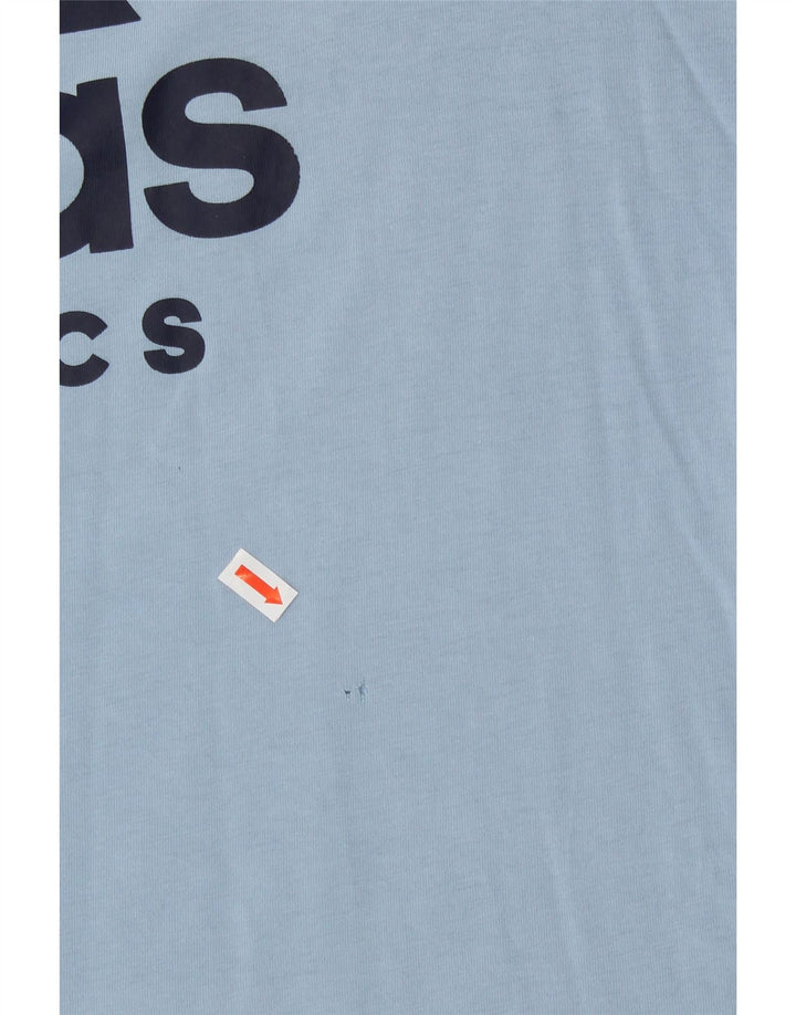 ADIDAS Womens Graphic T-Shirt Top UK 16 Large Blue Vintage Adidas and Second-Hand Adidas from Messina Hembry 