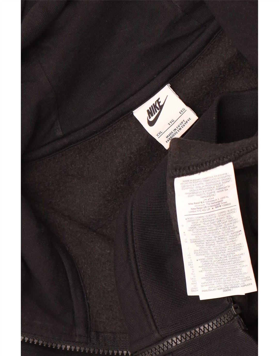Felpa con cappuccio e zip da uomo Nike 2XL cotone nero