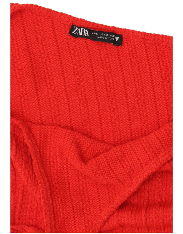 Abito monospalla in maglia da donna Zara UK 12 Poliestere arancione medio