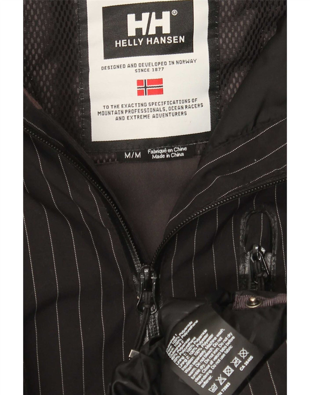 Giacca antipioggia da uomo con cappuccio grafico Helly Hansen UK 38 medio a righe nere