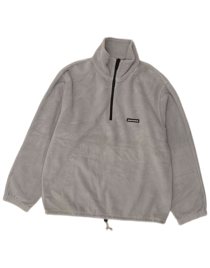 Maglione in pile da uomo con zip e collo Aesse grigio medio
