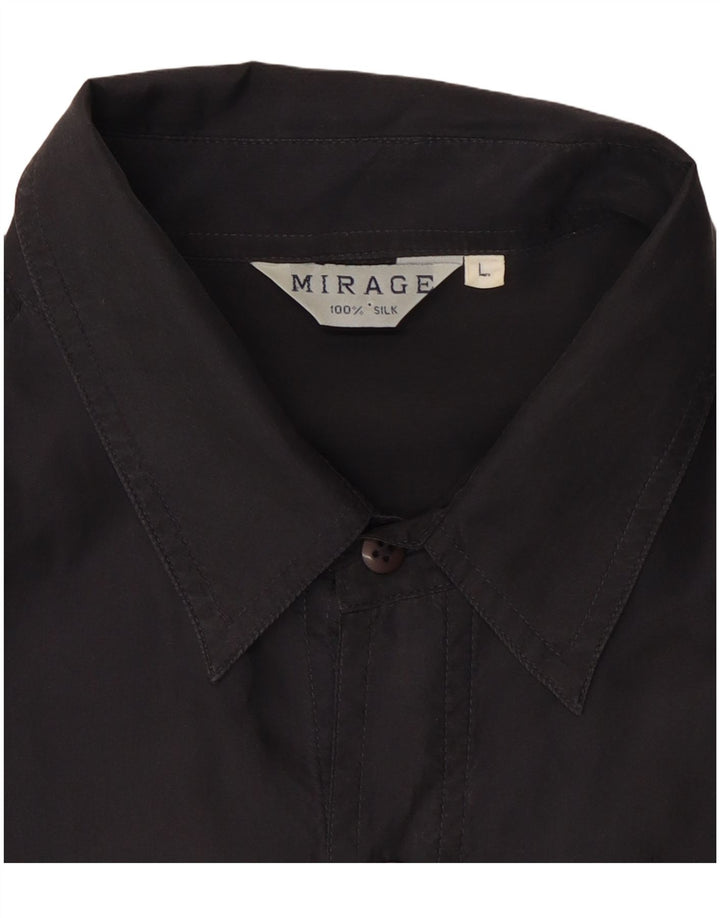 Camicia da uomo Mirage grande in seta nera