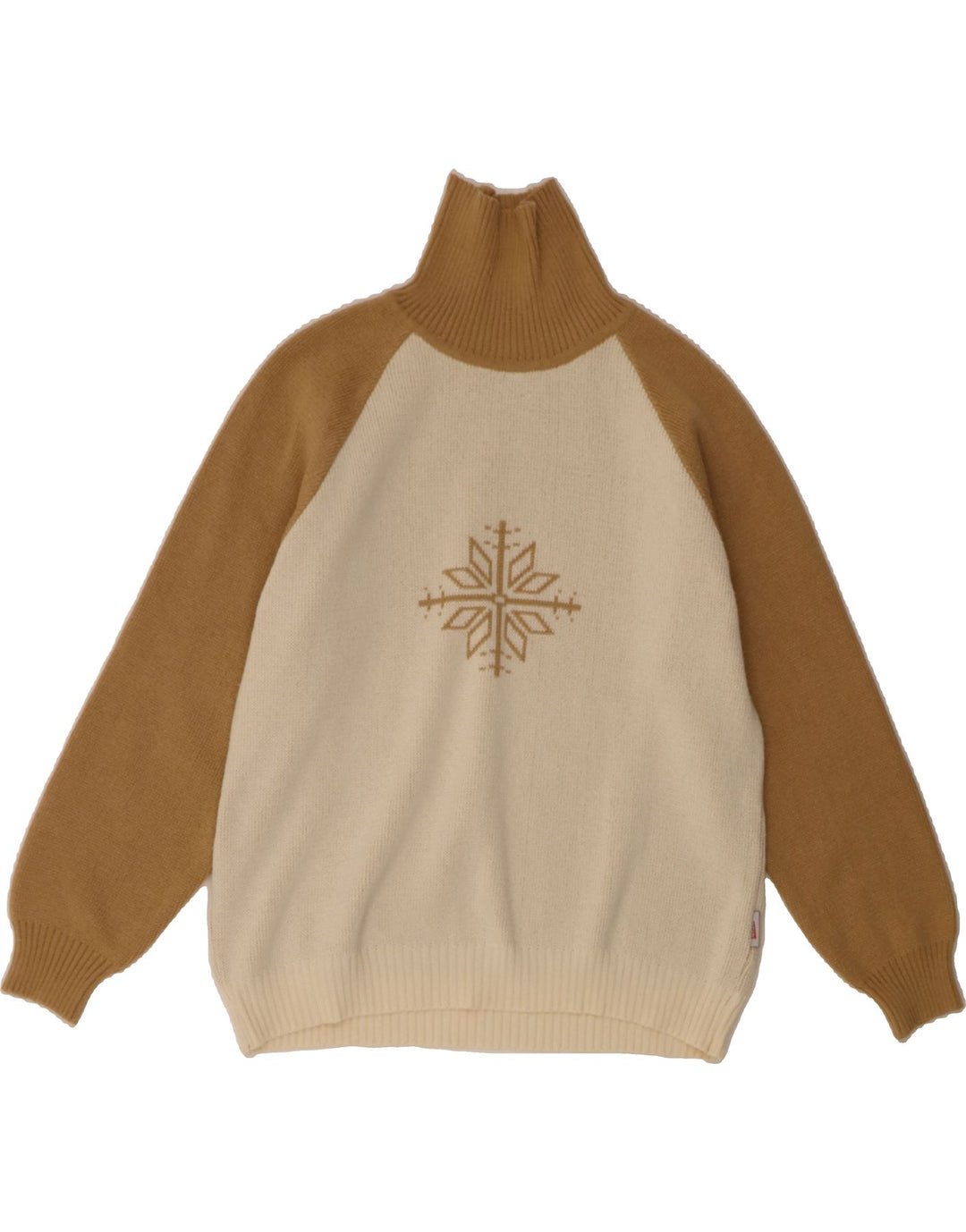 ETIREL Womens Roll Neck Jumper Sweater UK 16 Large White Colourblock Vintage Etirel and Second-Hand Etirel from Messina Hembry 