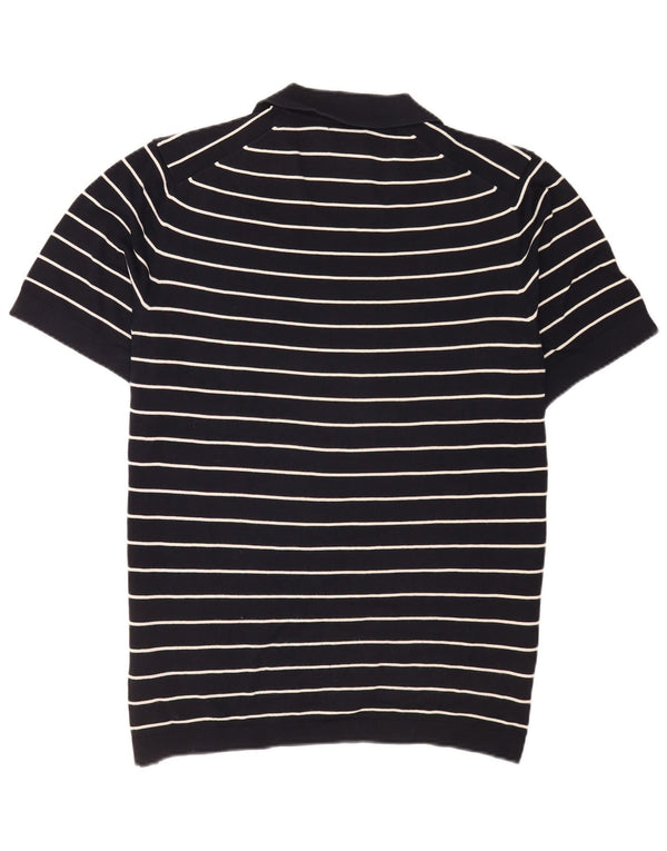 Polo da uomo Massimo Dutti XL in cotone a righe blu navy