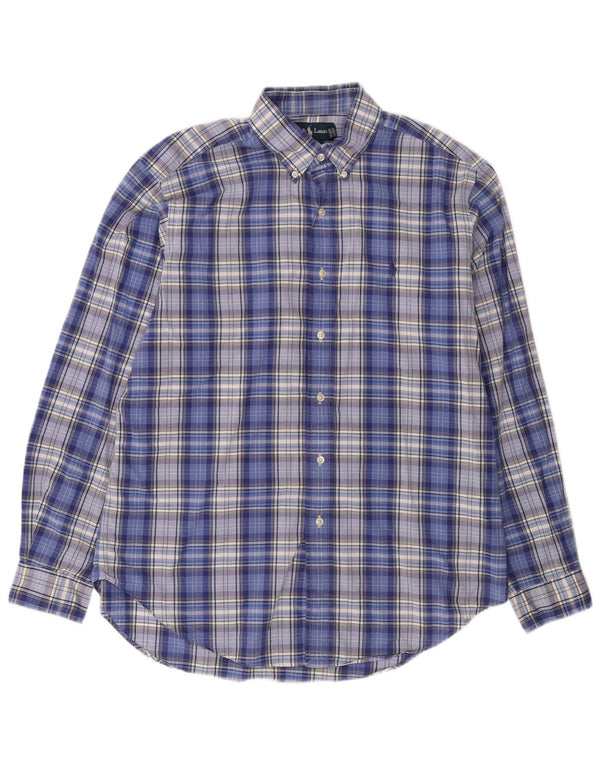 Camicia Ralph Lauren da uomo dalla vestibilità classica, grande, in cotone a quadri blu navy