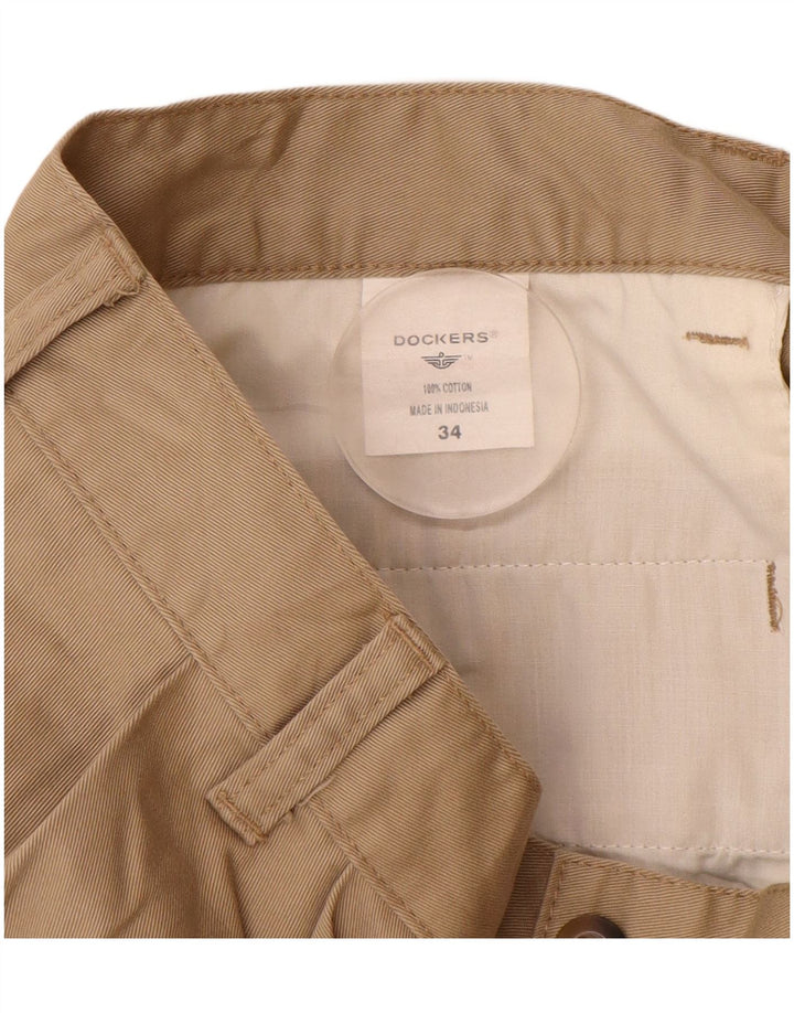DOCKERS Pantaloncini chino con pegging da uomo W34 Large in cotone beige