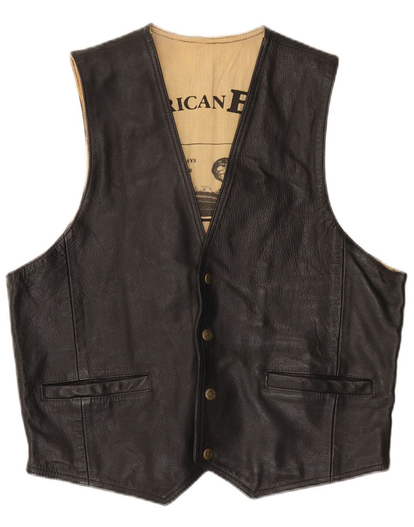 Gilet in pelle da donna American Basics UK 18 XL Pelle nera