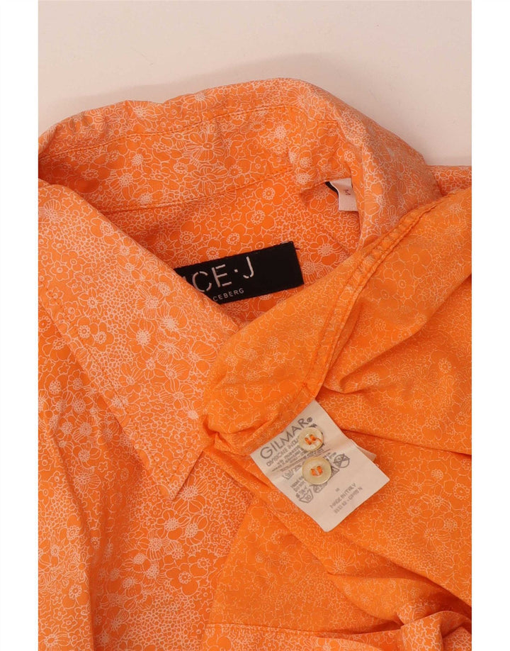 Camicia a maniche corte grafica da uomo Iceberg in cotone floreale arancione medio