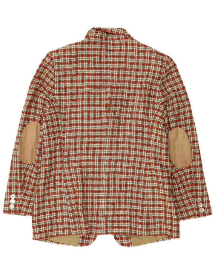 Giacca blazer a 3 bottoni da donna country UK 14 grande quadretto rosso