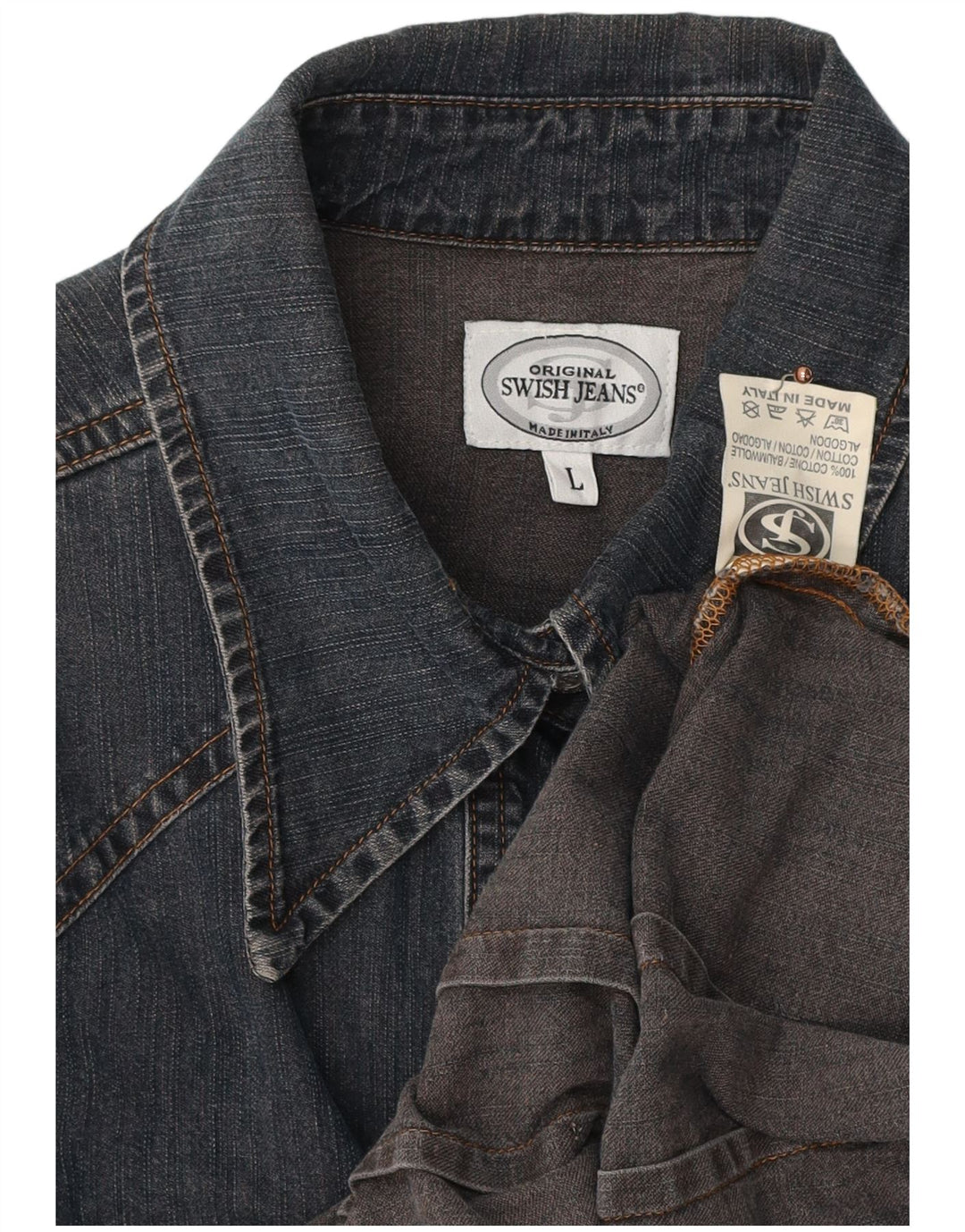 Camicia di jeans da donna SWISH UK 14 grande cotone blu navy