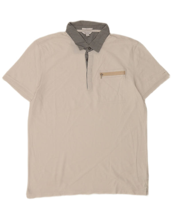 Polo da rugby da uomo slim fit Calvin Klein, grande, in cotone bianco