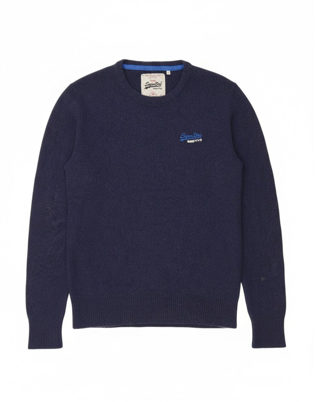 Maglione maglione girocollo da uomo Superdry in lana blu navy media