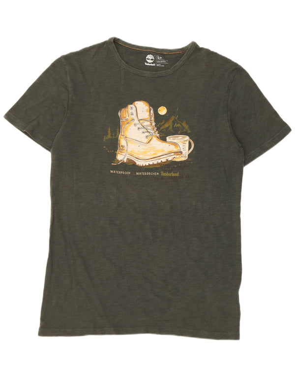 T-shirt grafica da uomo slim fit Timberland Top piccola in cotone kaki