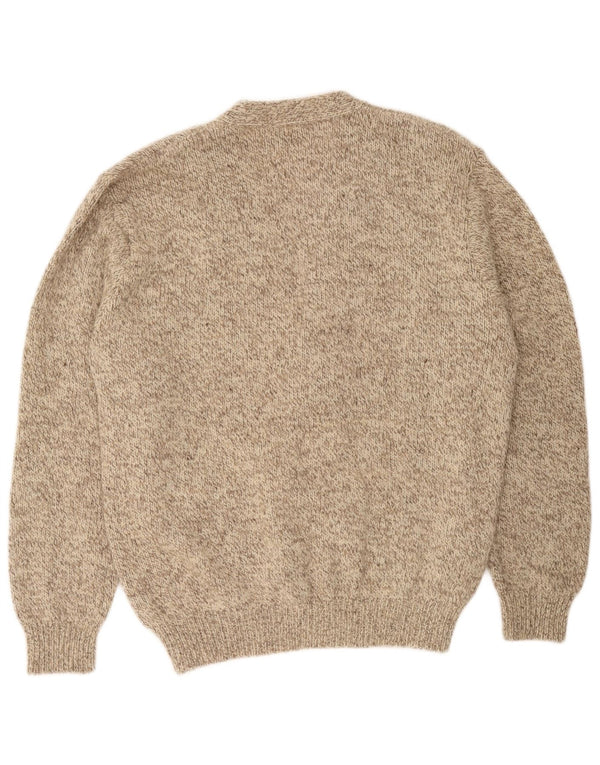 Maglione cardigan da uomo L.L.Bean grande lana screziata beige