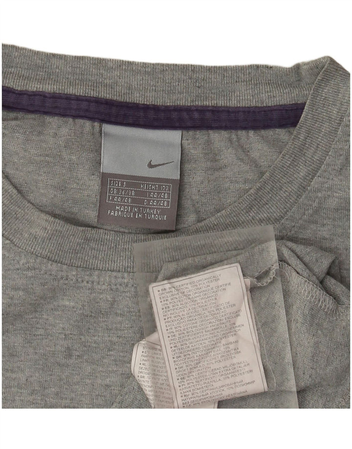 NIKE Top grafico da uomo a maniche lunghe UK 36/38 piccolo cotone grigio