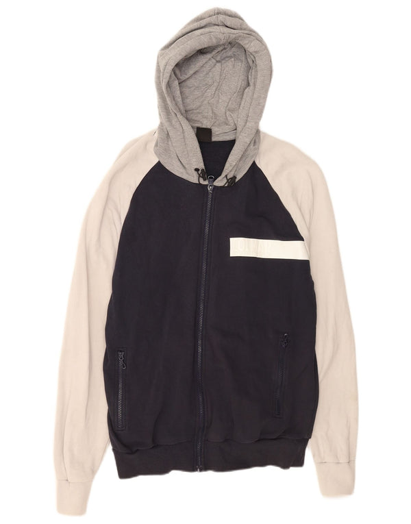 Maglione con cappuccio e zip da uomo Colmar grande in cotone color block blu navy