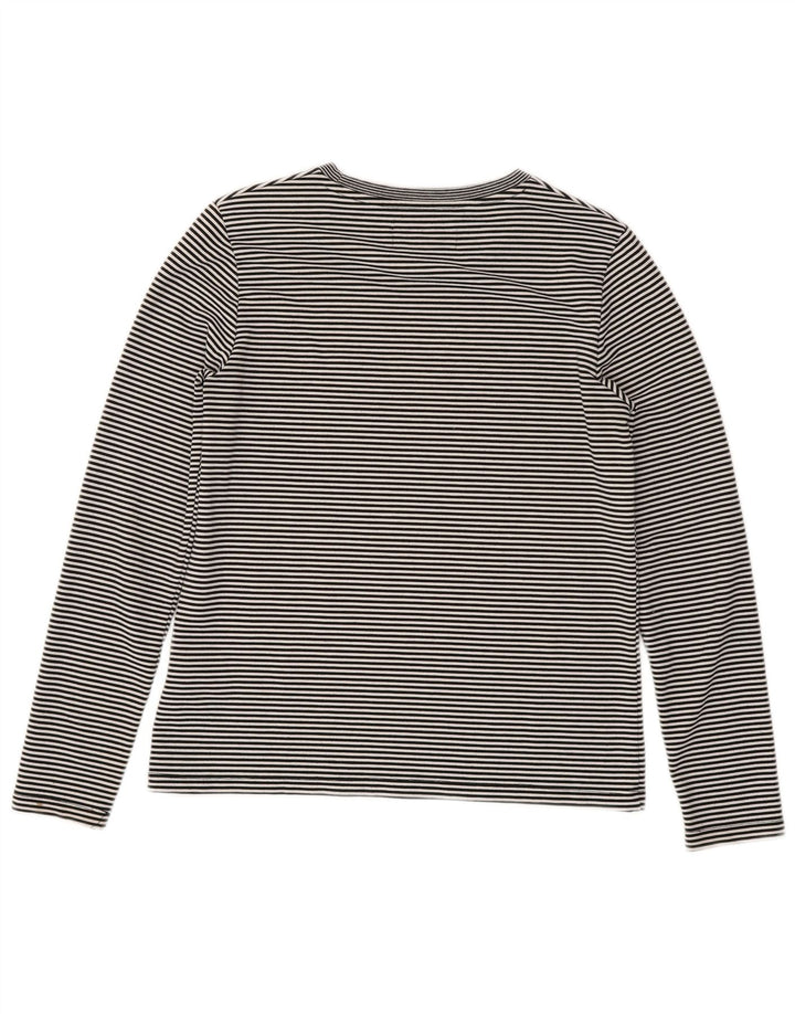 SUPERDRY Womens Graphic Top Long Sleeve UK 10 Small Black Striped Vintage Superdry and Second-Hand Superdry from Messina Hembry 