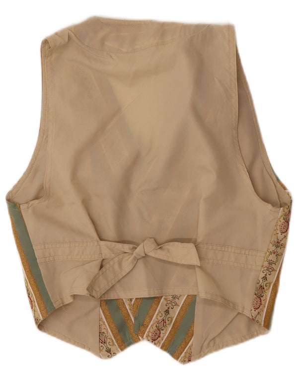 Gilet da donna VINTAGE UK 10 piccolo cotone Fair Isle beige