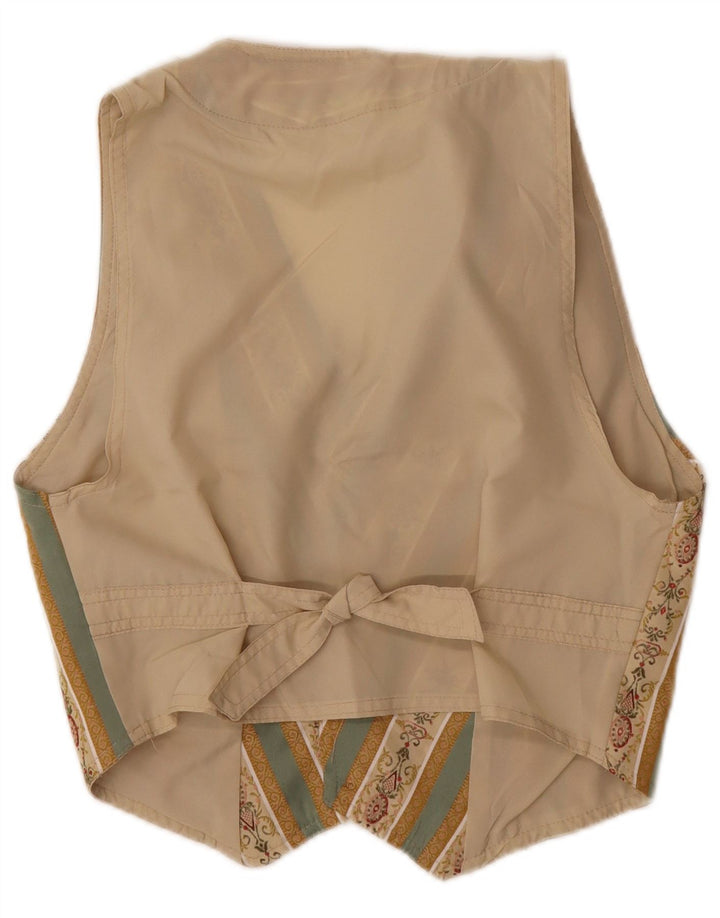 Gilet da donna VINTAGE UK 10 piccolo cotone Fair Isle beige