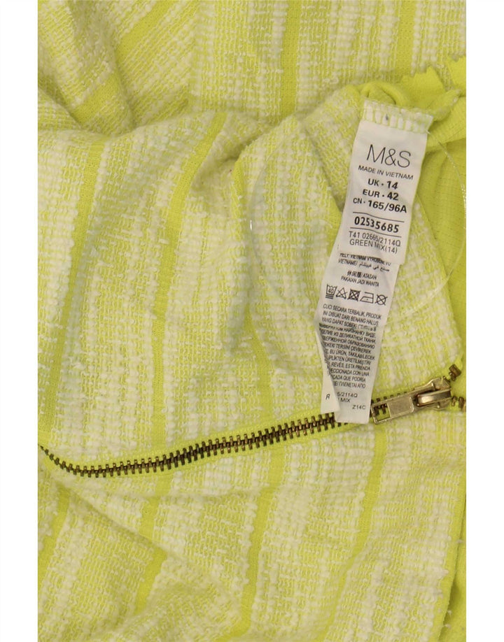 Top da donna Marks & Spencer manica 3/4 UK 14 poliestere a righe verdi grandi