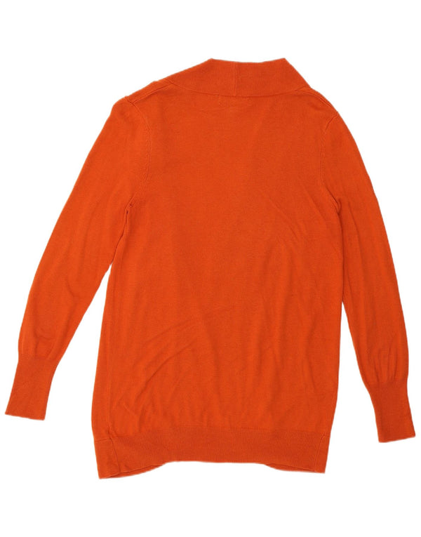 MOSSIMO Womens Grant Fit Open Cardigan Sweater UK 14 Large Orange Rayon