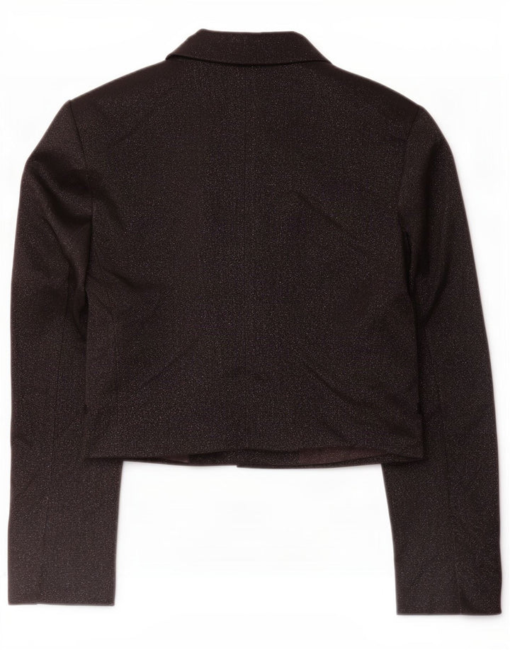 Giacca Bolero da donna Zara UK 14 Grande poliestere chiazzato nero