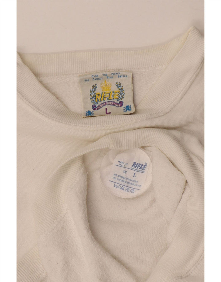 RIFLE Felpa da uomo Maglione grande cotone bianco