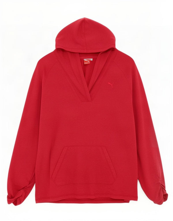 Felpa con cappuccio da donna Puma UK 16 grande rossa in cotone