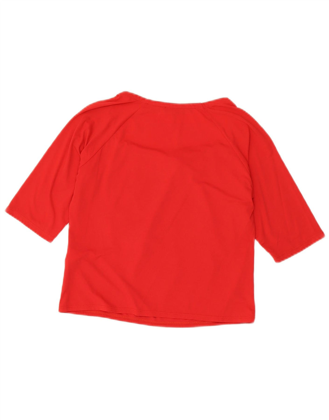 Armani Jeans Donna Crop Top Manica a 3/4 Camicetta UK 14 Rosso Medio Poliammide