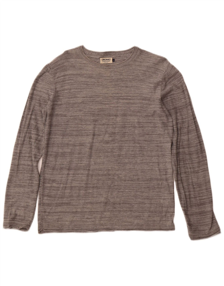 JACK & JONES Top da uomo a maniche lunghe grande in cotone grigio