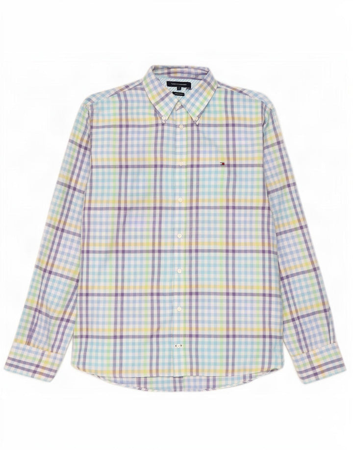 Camicia da uomo Tommy Hilfiger XL in lino a quadretti multicolore