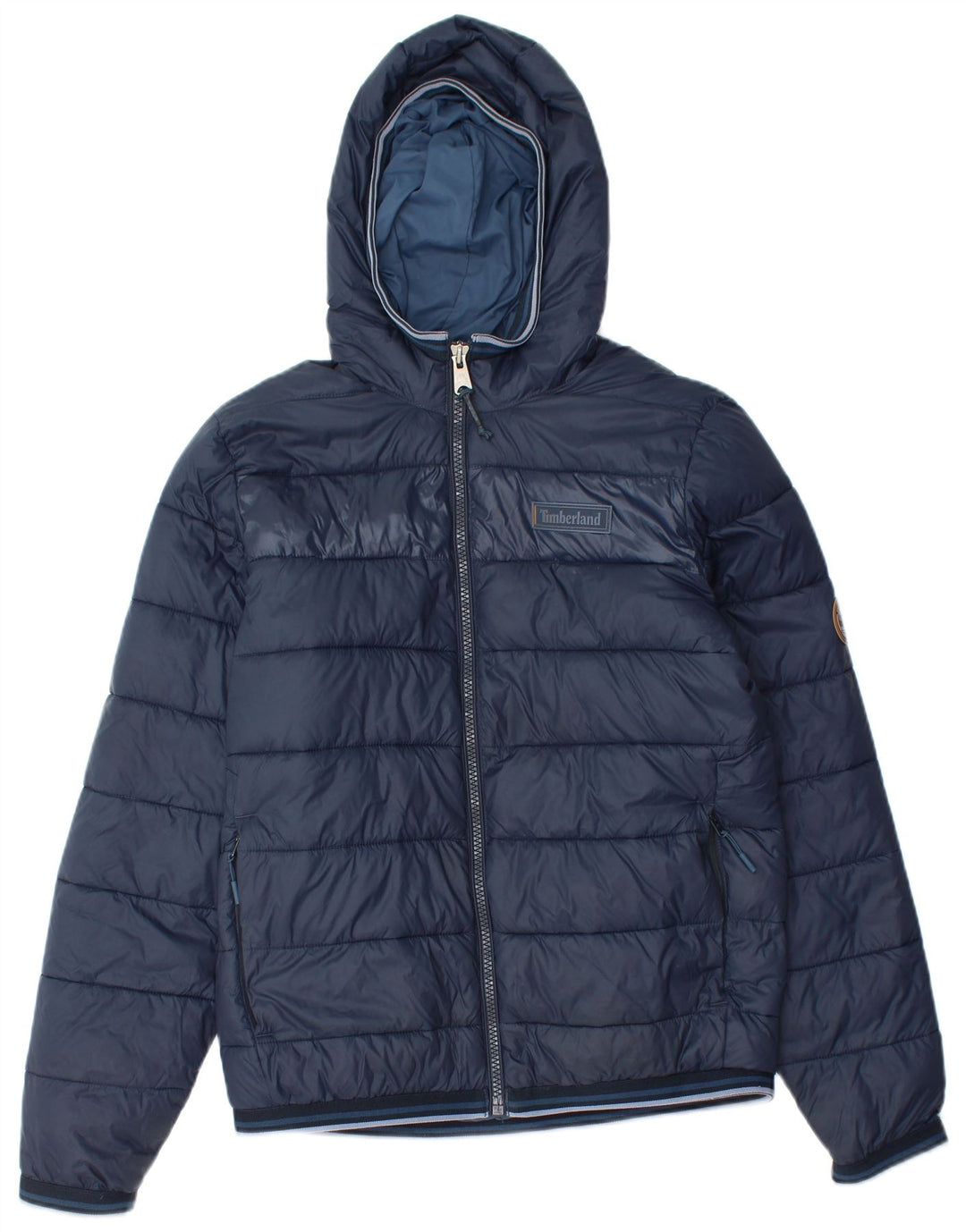 Giacca imbottita con cappuccio da uomo TIMBERLAND UK 36 piccola in nylon blu navy