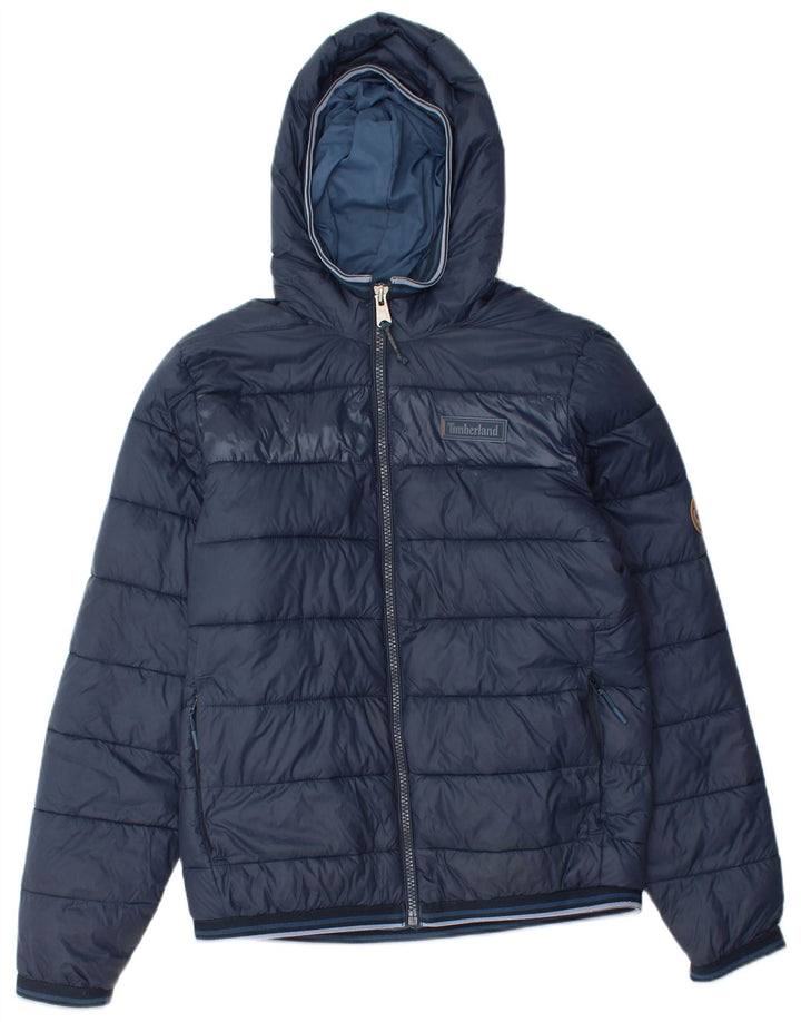 Giacca imbottita con cappuccio da uomo TIMBERLAND UK 36 piccola in nylon blu navy