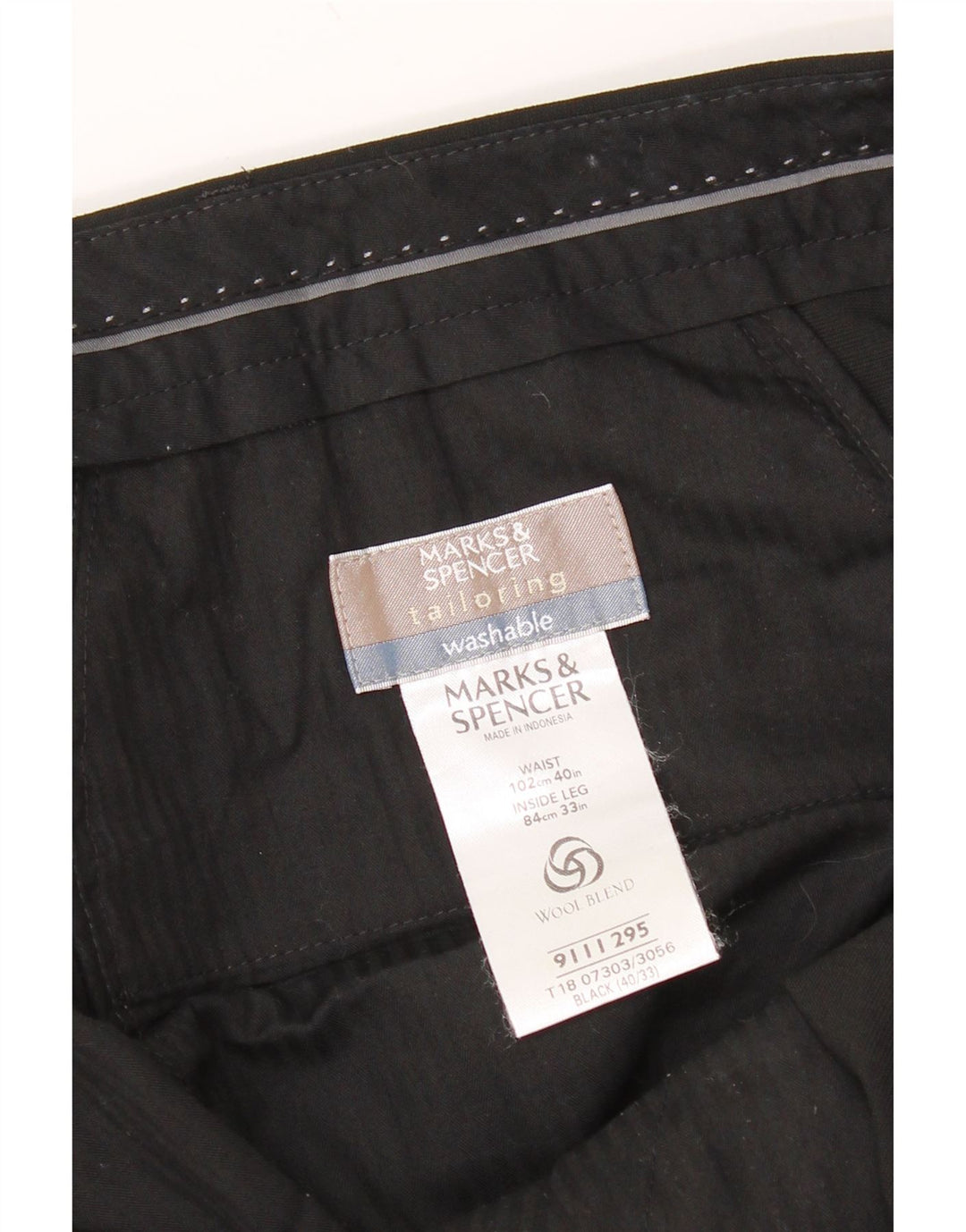 Pantaloni da abito su misura da uomo Marks & Spencer W40 L33 classici in lana nera