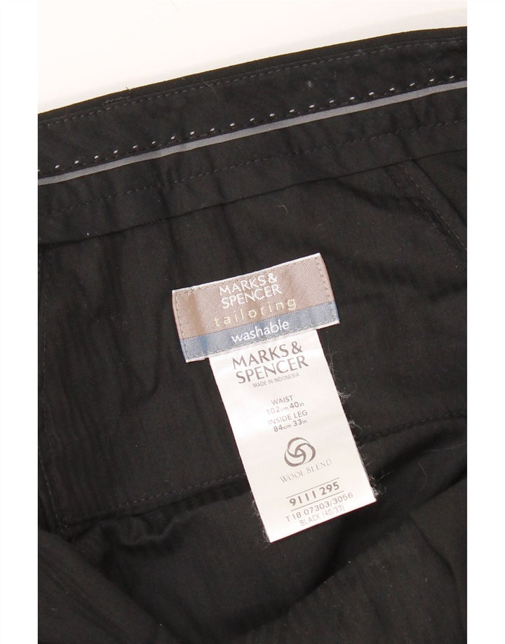 Pantaloni da abito su misura da uomo Marks & Spencer W40 L33 classici in lana nera