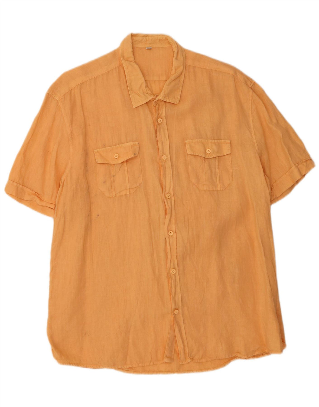 VINTAGE Mens Short Sleeve Shirt 2XL Orange Linen