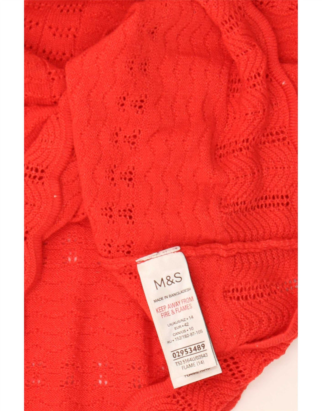 Maglione maglione con scollo a V da donna Marks & Spencer UK 14 Poliestere rosso medio