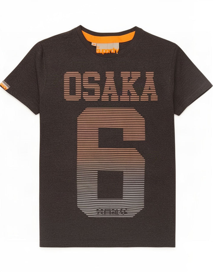 T-shirt grafica da uomo Superdry Osaka Top piccola in cotone grigio