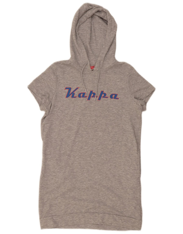 Abito con cappuccio grafico a maniche corte da donna Kappa UK 14 Cotone grigio medio