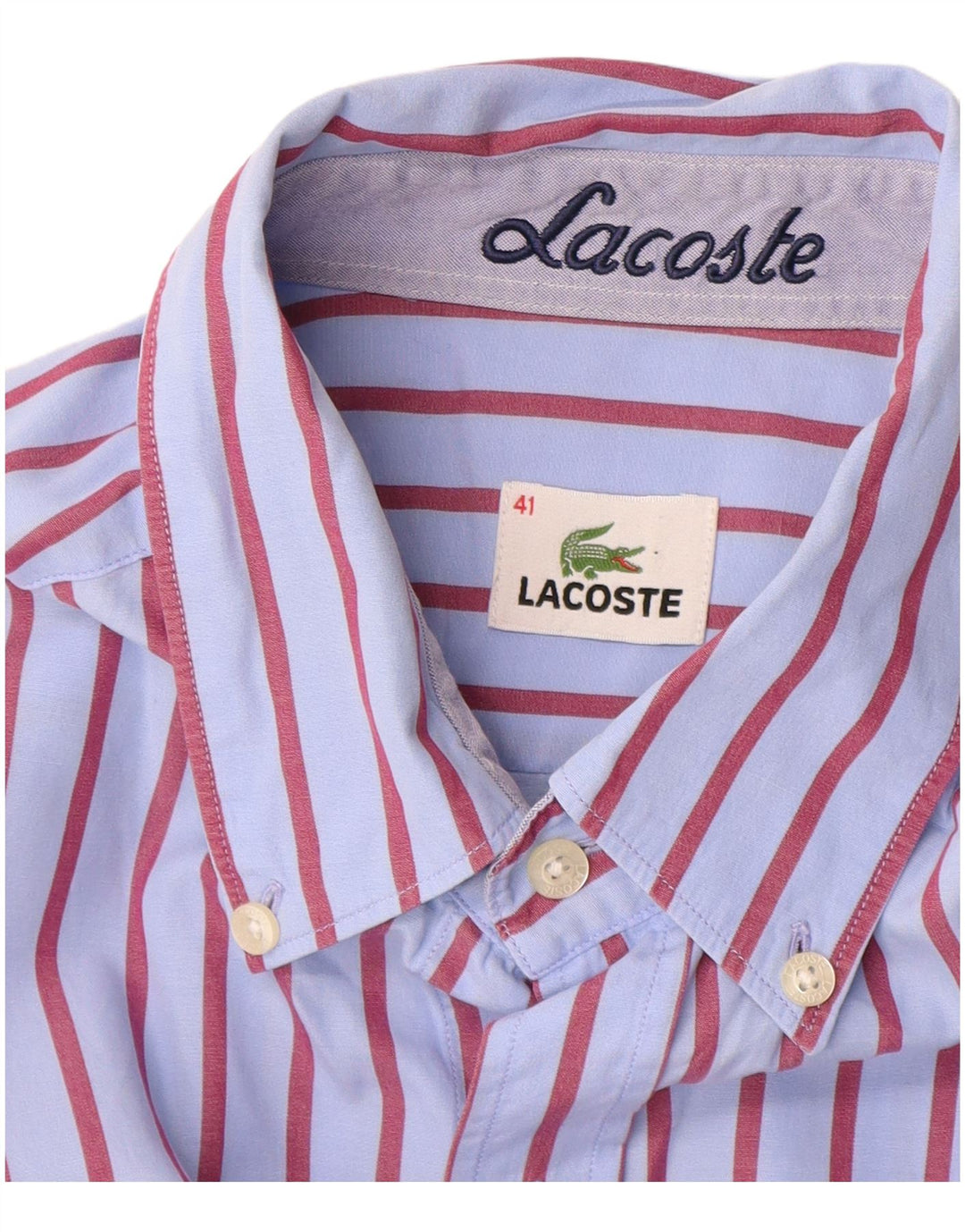 Camicia da uomo Lacoste taglia 41 grande cotone gessato blu