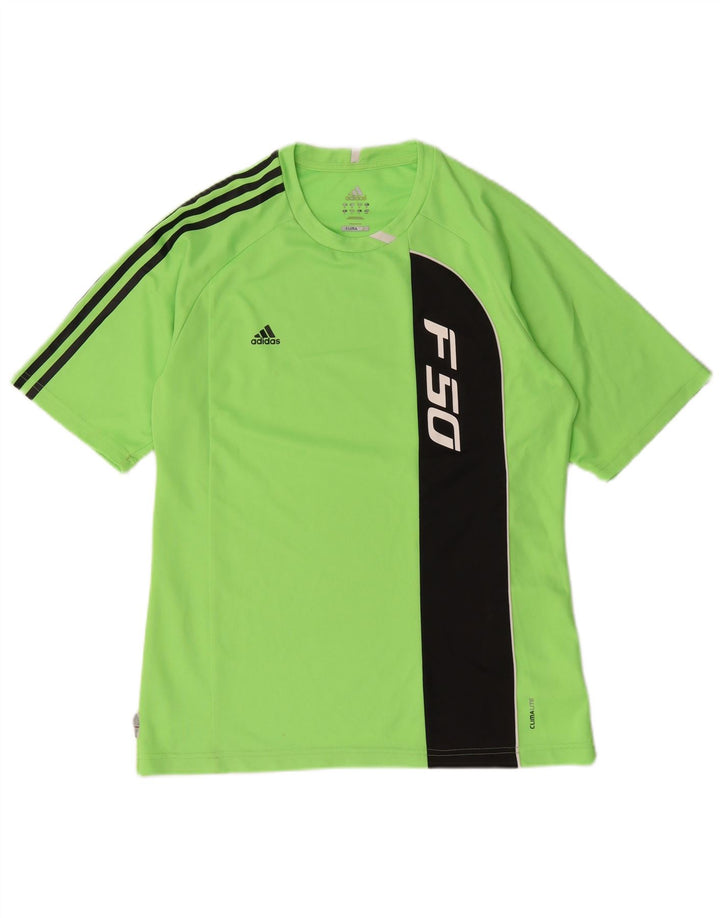 T-shirt grafica Adidas da uomo F50 Top in poliestere color block verde medio