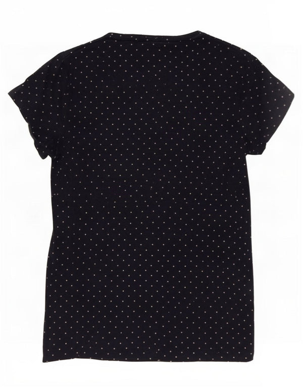 T-shirt grafica da donna Adidas Top UK 10 piccola cotone maculato blu navy