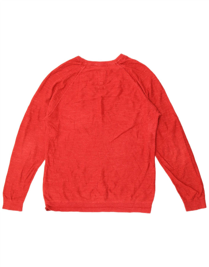 Maglione da uomo con scollo a barca Fat Face in cotone rosso medio